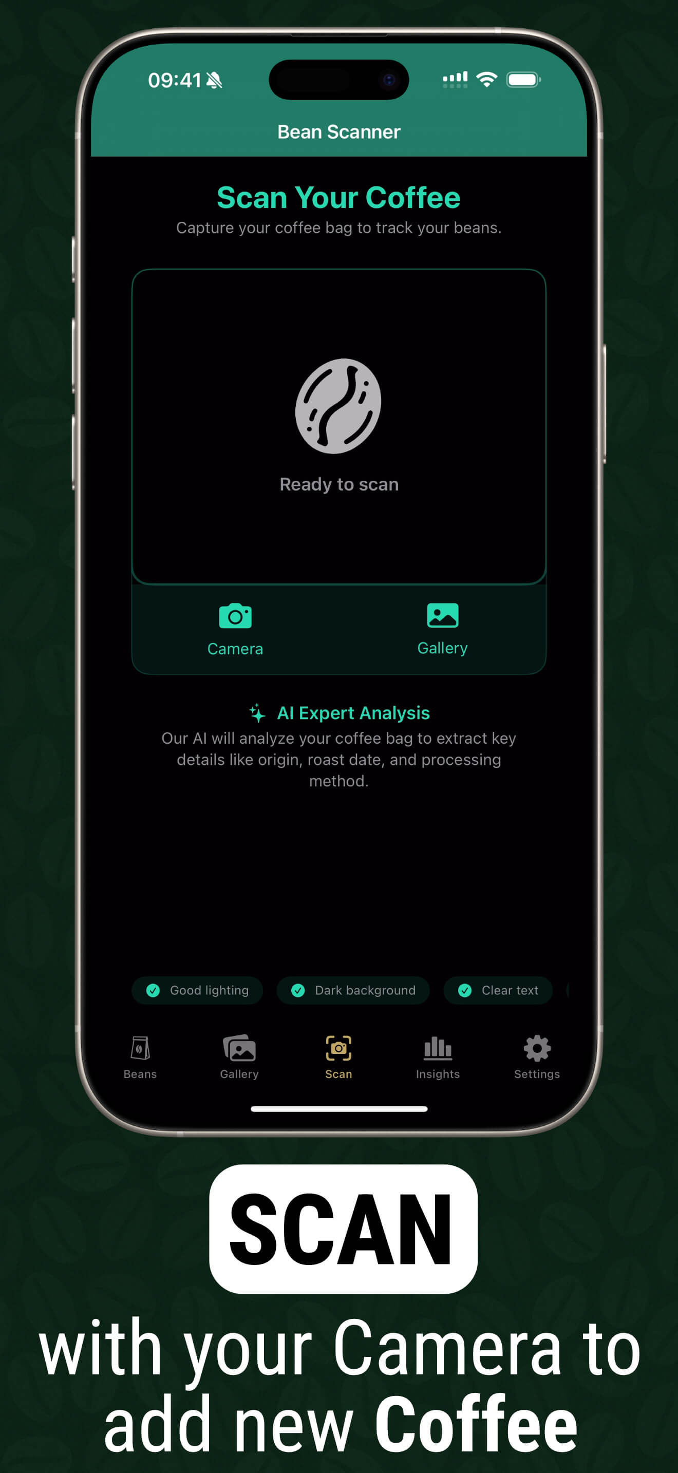 Scan your coffee with the camera